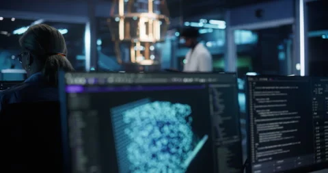 Developers Working with Quantum Computer Stock Footage 318965448