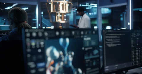 Developers Working with Quantum Computer Stock Footage 318965461