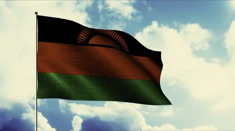 Developing 3d flag on sky background. Motion. Patriotic sky with flag on Stock Illustration