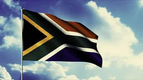 Developing 3d flag on sky background. Motion. Patriotic sky with flag on Stock Illustration