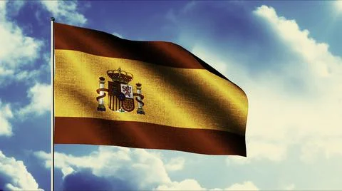 Developing 3d flag on sky background. Motion. Patriotic sky with flag on Stock Illustration