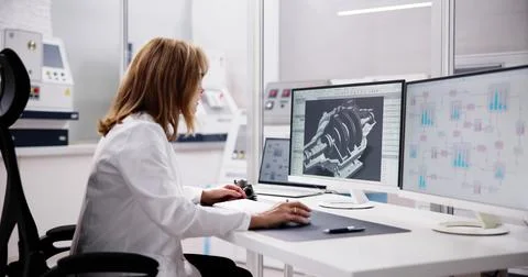 Developing 3D Software: An Engineer's Computer Engineering Stock Photos