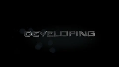 Developing 3D title metal text on black alpha channel background Stock Footage 256915519