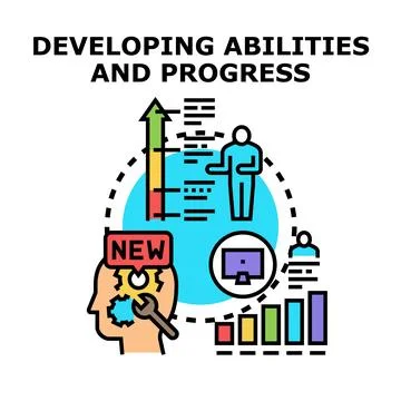 Developing abilities and progress concept illustration Illustrazione stock