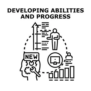 Developing abilities and progress concept illustration Stock Illustration