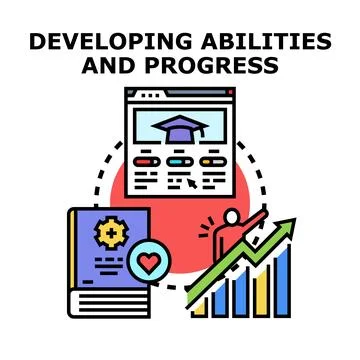 Developing abilities and progress learning online skills training Ilustración de archivo
