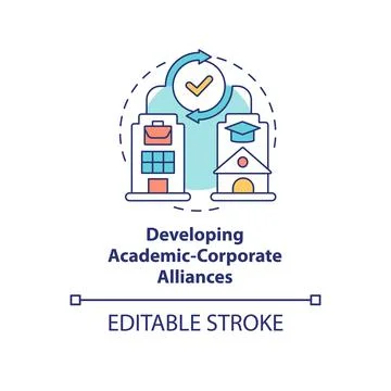 Developing academic corporate alliances concept icon Stock Illustration