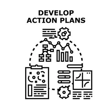 Developing action plans for business strategy and analytics Stock Illustration