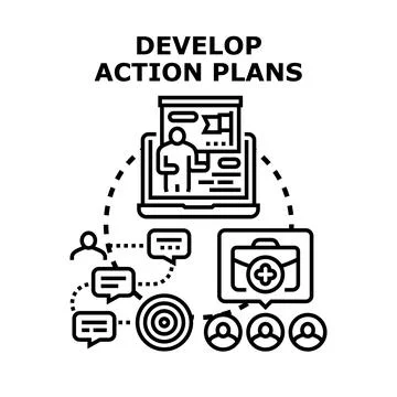 Developing action plans for business strategy and goal achievement Stock-Illustration