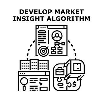 Developing an algorithm for market insight and strategic analysis Illustrazione stock