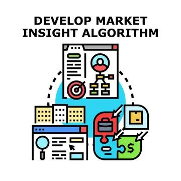 Developing an algorithm for market insight and strategic analysis Stock Illustration