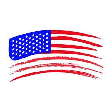 Developing American flag. Vector illustration. Stock Illustration