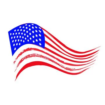 Developing American flag on a white background. Vector illustration. Stock Illustration