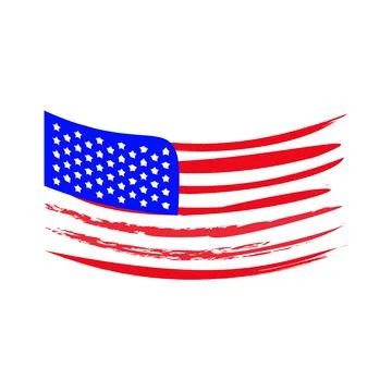 Developing American flag on a white background. Vector illustration. Stock Illustration
