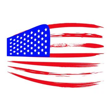 Developing American flag on a white background. Vector illustration. Illustrazione stock