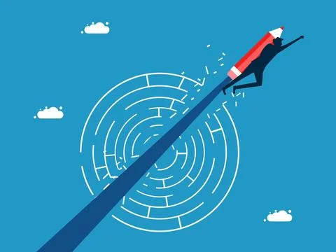 Developing and solving problems to overcome obstacles. A flying man with a pe 스톡 일러스트