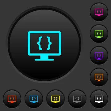 Developing application dark push buttons with color icons Stock Illustration