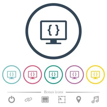 Developing application flat color icons in round outlines Illustrazione stock