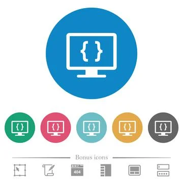 Developing application flat round icons Stock Illustration