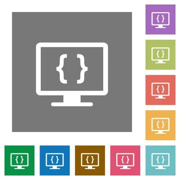 Developing application square flat icons Illustrazione stock