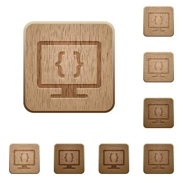 Developing application wooden buttons Illustrazione stock