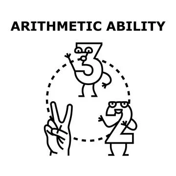 Developing arithmetic ability with number characters and hand gestures Stock Illustration