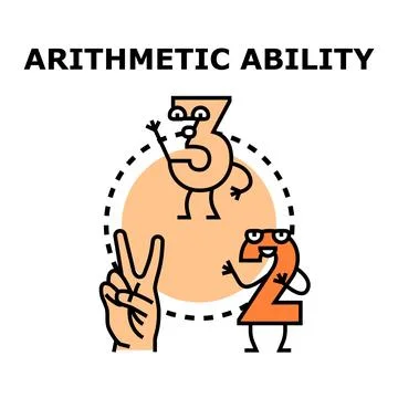 Developing arithmetic ability with number characters and hand gestures Stock Illustration