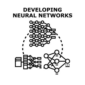 Developing artificial intelligence neural networks concept Stock Illustration