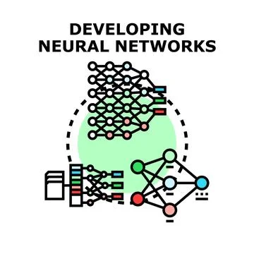Developing artificial intelligence neural networks concept Stock Illustration
