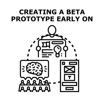 Developing beta prototype and early product innovation strategy Stock-Illustration