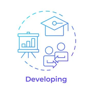 Developing blue gradient concept icon 스톡 일러스트