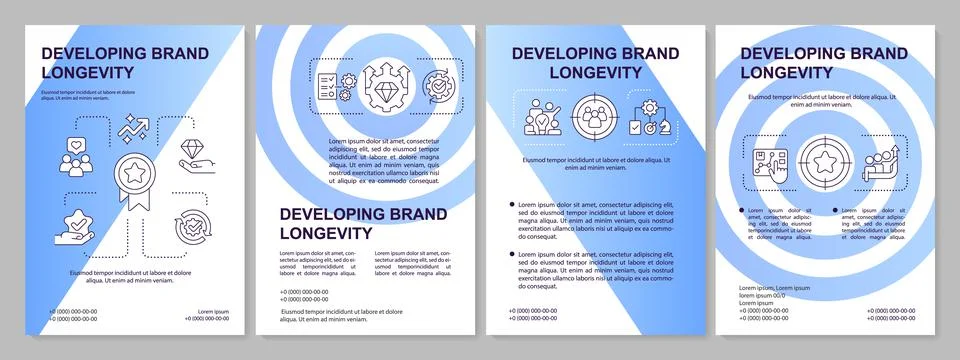 Developing brand longevity strategy blue brochure template 스톡 일러스트