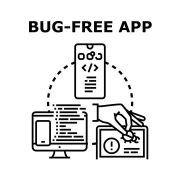 Developing bug free app software using quality assurance Illustrazione stock