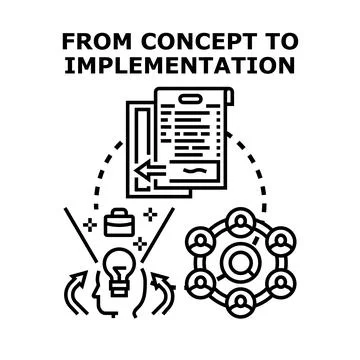Developing business concept ideas into project implementation Stock Illustration