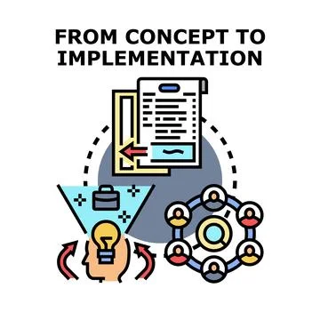 Developing business concept ideas into project implementation Stock Illustration
