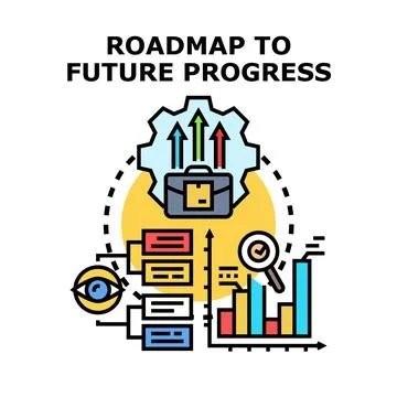 Developing business strategy and progress roadmap concept Stock Illustration