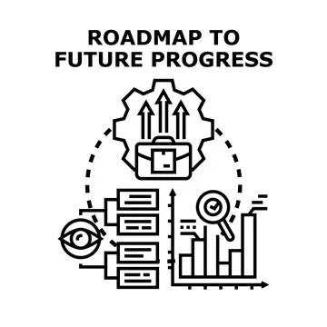 Developing business strategy and progress roadmap concept Stock Illustration