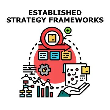 Developing business strategy frameworks implementation process Stock Illustration