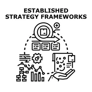 Developing business strategy frameworks implementation process 스톡 일러스트