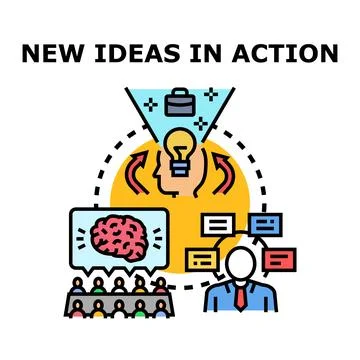 Developing business strategy implementing new ideas and innovation Illustrazione stock