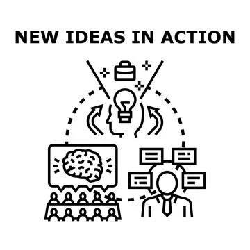 Developing business strategy implementing new ideas and innovation Illustrazione stock