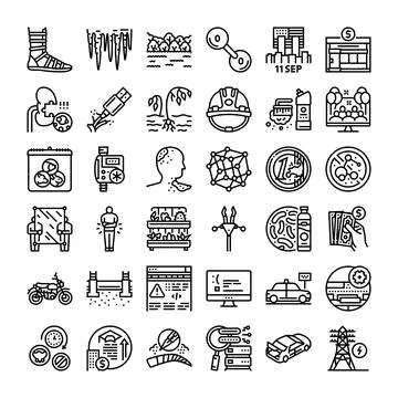 Developing business technology and ecological problem concept icons Stockillustratie