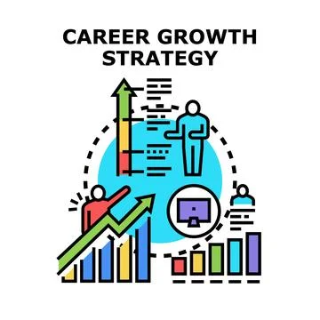 Developing career growth strategy with increasing business success Stock Illustration