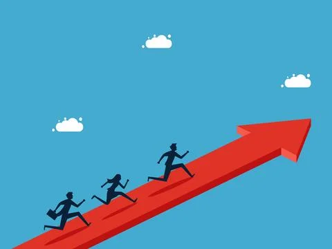 Developing a career path or growth strategy. Employee training. Businessman e Stock Illustration