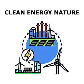 Developing clean energy from nature resources concept Ilustração Stock