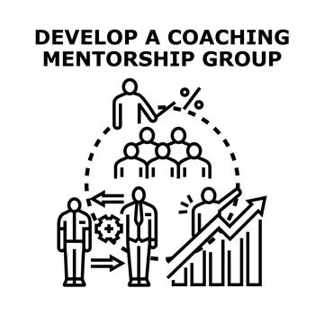 Developing coaching mentorship group and business growth strategy Stock Illustration