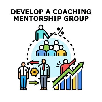 Developing coaching mentorship group and business growth strategy Stock Illustration