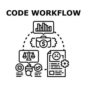 Developing code workflow process for business optimization Stock Illustration