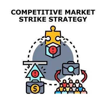 Developing competitive market strike strategy for business progress Stock Illustration