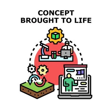 Developing a concept into a tangible product or solution Stock Illustration